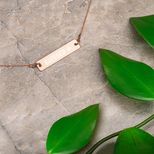 EMPOWER Blessed Engraved Bar Necklace