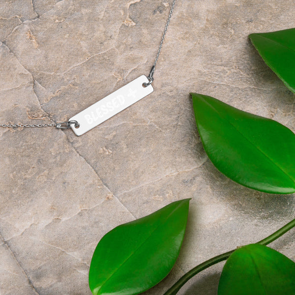 EMPOWER Blessed Engraved Bar Necklace